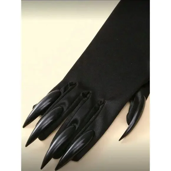 Black Stretchy Halloween Claw Gloves - Picture 3 of 3